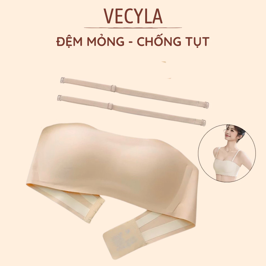 Áo Lót Nữ VECYLA Áo Quả Ngang Hở Lưng Nâng Ngực Không Gọng Chống Tụt Tạo Khe Cao Cấp 4033