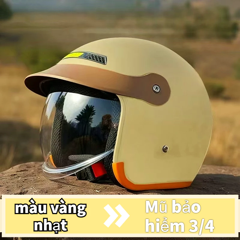 Mũ bảo hiểm xe máy, bảo vệ an toàn khi lái xe ngoài trời, có lớp lót và đệm bên trong, thích hợp cho mùa xuân và mùa đôn