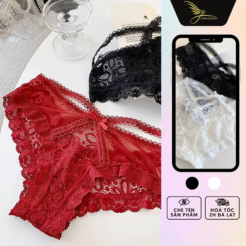 Quần Lót Ren Phối, Quần Chip Thiết Kế JUNA Freesize Thời Trang Đồ Lót Dành Cho Nữ Cao Cấp, Màu Đen/Đỏ/Tím/Trắng/SP2595