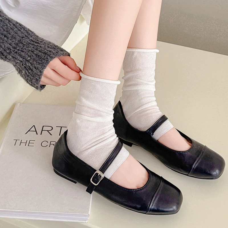 Tất nữ không gót đa năng viền cuốn màu trơn phong cách Hàn Quốc T509