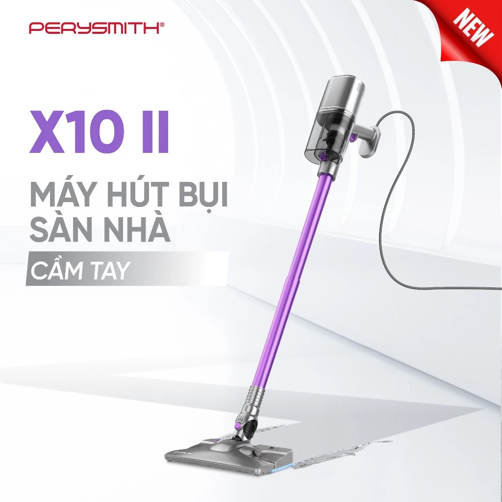 Máy hút bụi có dây PerySmith X10-II, lực hút 21.000 Pa, hộp bụi lớn 1,2L, động cơ 500W