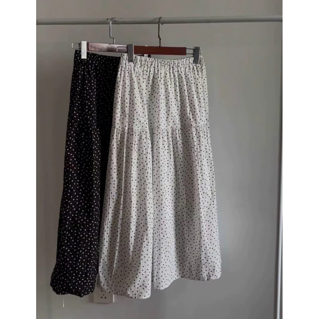 V80-[SANSAN]-Chân Váy Hai Tầng Hoa Nhí Dáng Dài-Nhẹ Nhàng, Vintage, Hottrend