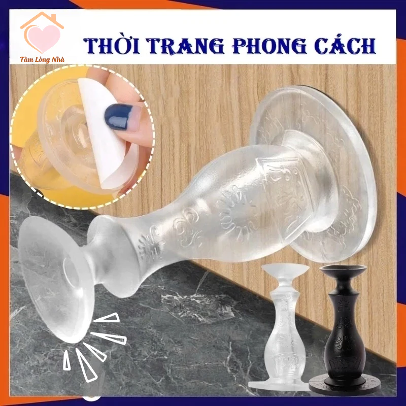 Chặn cửa chống va đập, bộ giữ cửa hít chân không sillicon keo không đục khoan làm hỏng tường