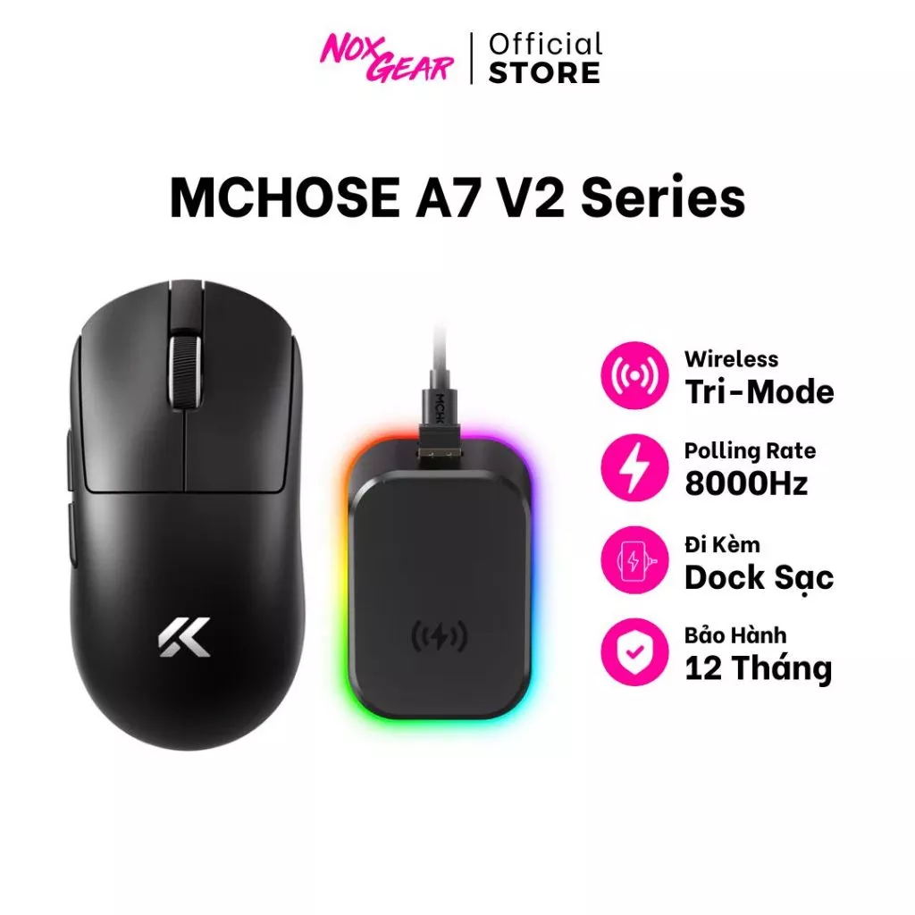 [Chính Hãng BH12T] Chuột Không Dây Mchose A7 V2 Ultra Plus | A7 V2 Pro - Wireless Tri-Mode