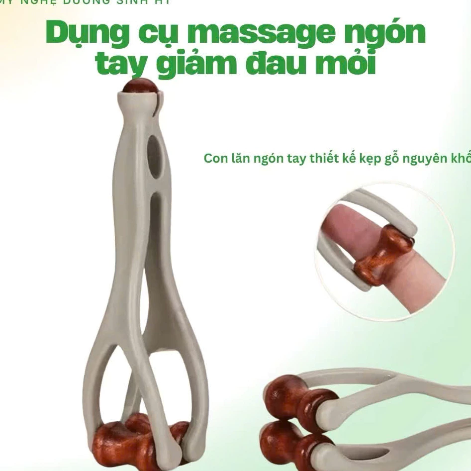 Dụng cụ massage ngón tay thiết kế con lăn bằng gỗ nguyên khối di chuyển linh hoạt giúp kích thích huyệt đạo giảm đau mỏi