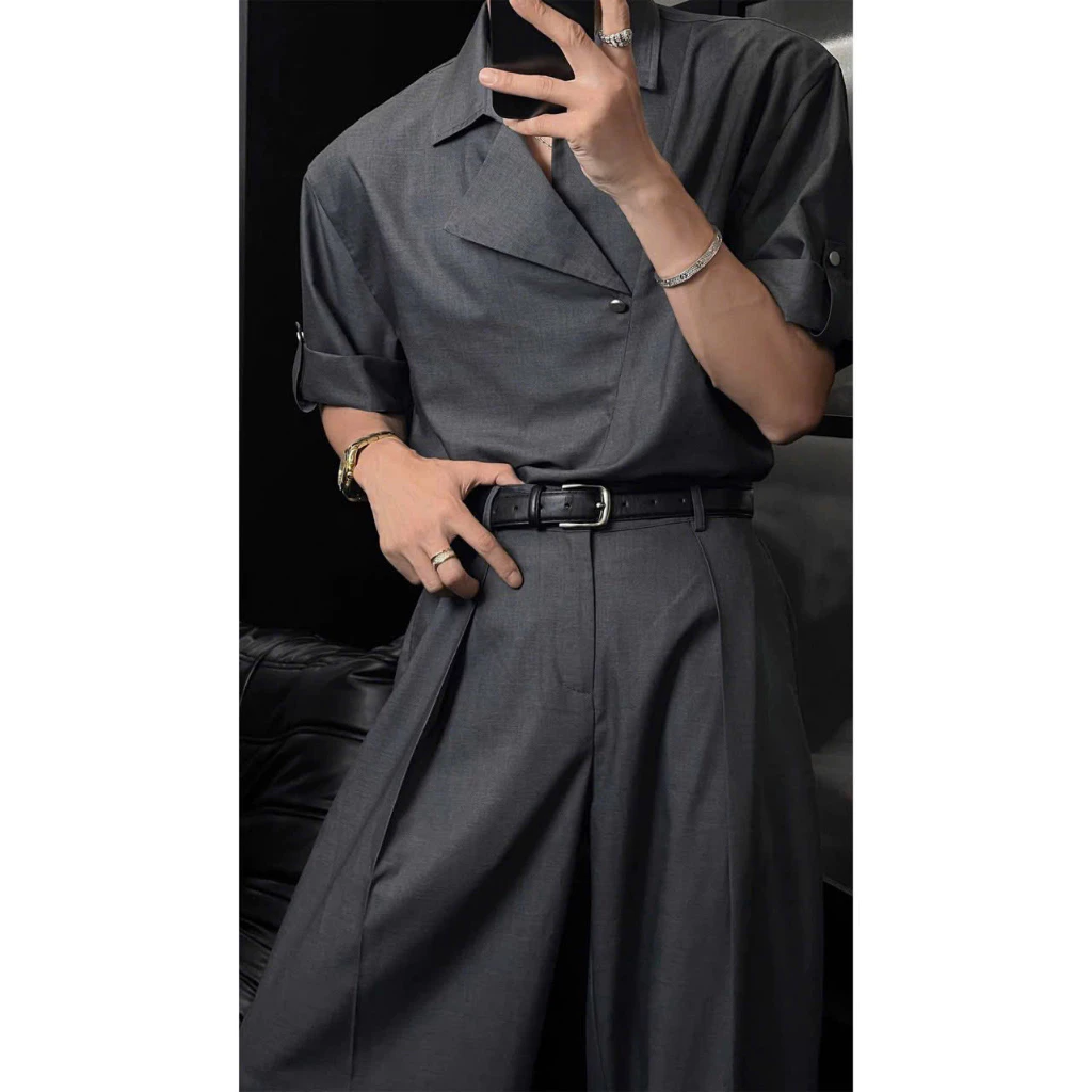 { Deal Mở Bán } Combo 1 Áo Sơ Mi Vest  Cổ Mới 1 Quần  Cotton Hàn dầy dặn phong cách trẻ trung năng Động Áo Quần NAM NỮ