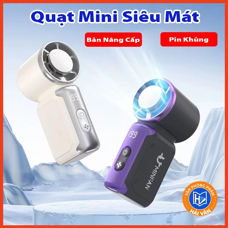 Quạt cầm tay mini JF157 kèm màn hình LED,199 cấp độ gió, làm mát nhanh, quạt tích điện pin cực trâu. Tặng kèm dây đeo