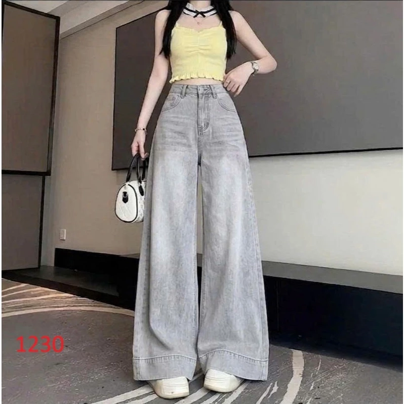 [S-XL] Quần jean ống rộng mẫu mới, quần jeans nữ xuông siêu xinh hottrend thời trang trẻ trung 1230M