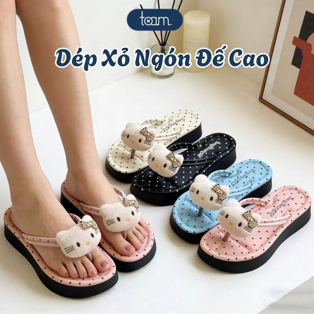 Dép Xỏ Ngón Nữ Đế Cao Hoạ Tiết Hello Kitty Dễ Thương, Dép Đi Biển, Đi Du Lịch Thời Trang 2026