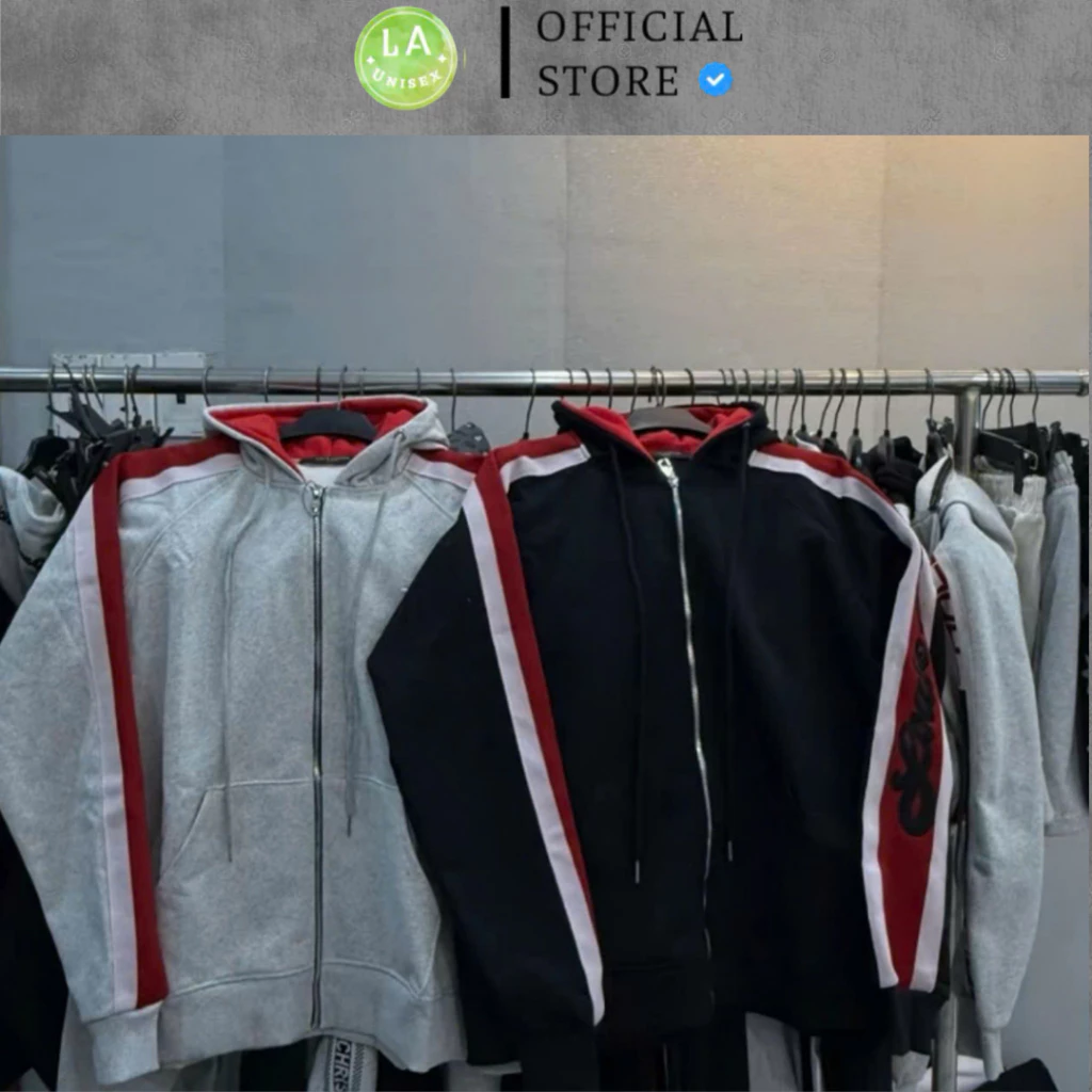 Áo Khoác HoodieZip Lớp Thêu Ngực, Dệt Line Logo Đỏ 2 Bên Tay Nỉ Chân Cua Dày Dặn Không Xù Đủ Tag Mạc