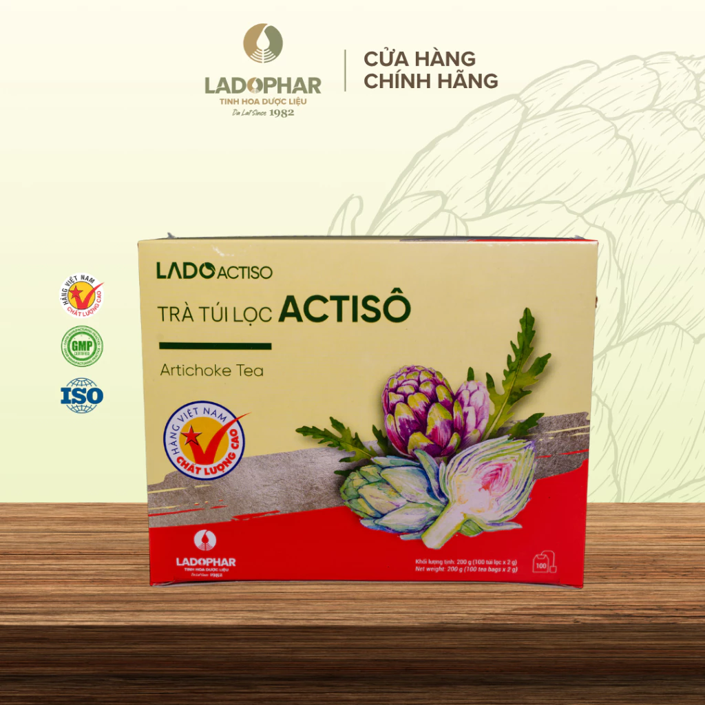 [COMBO 3] Trà túi lọc Actiso Ladophar hỗ trợ giải độc thanh lọc cơ thể, tăng cường chức năng gan (Hộp 100 túi lọc)