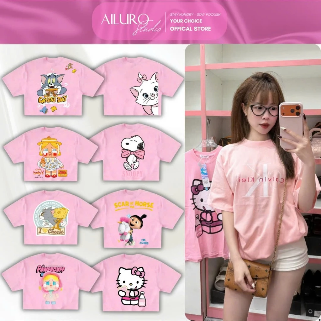 [HỒNG PHẤN] Áo Thun Tay Lỡ In Hình Dễ Thương Form Oversize chất 100% Cotton phông tay lỡ nam nữ form rộng