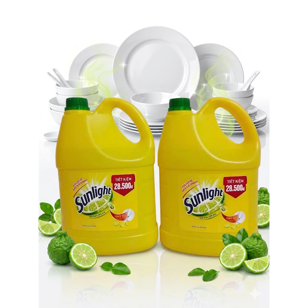 Combo 2 Can Nước Rửa Chén Sunlight Hương Chanh 7200ml Sạch Dầu Mỡ Tiện Dụng