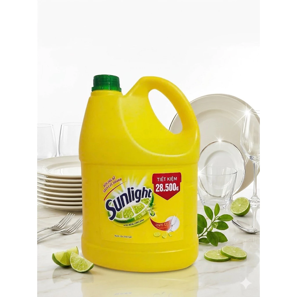 Nước Rửa Chén Sunlight Hương Chanh Can Lớn 3,6kg Sạch Dầu Mỡ Tiện Dụng Tiết Kiệm