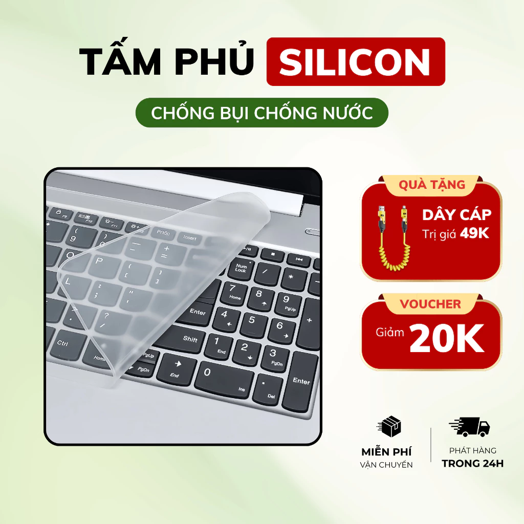 Tấm Phủ Bàn Phím Silicon Cho Laptop Macbook 13–17 Inch, Chống Nước Chống Bụi, Bảo Vệ Bàn Phím