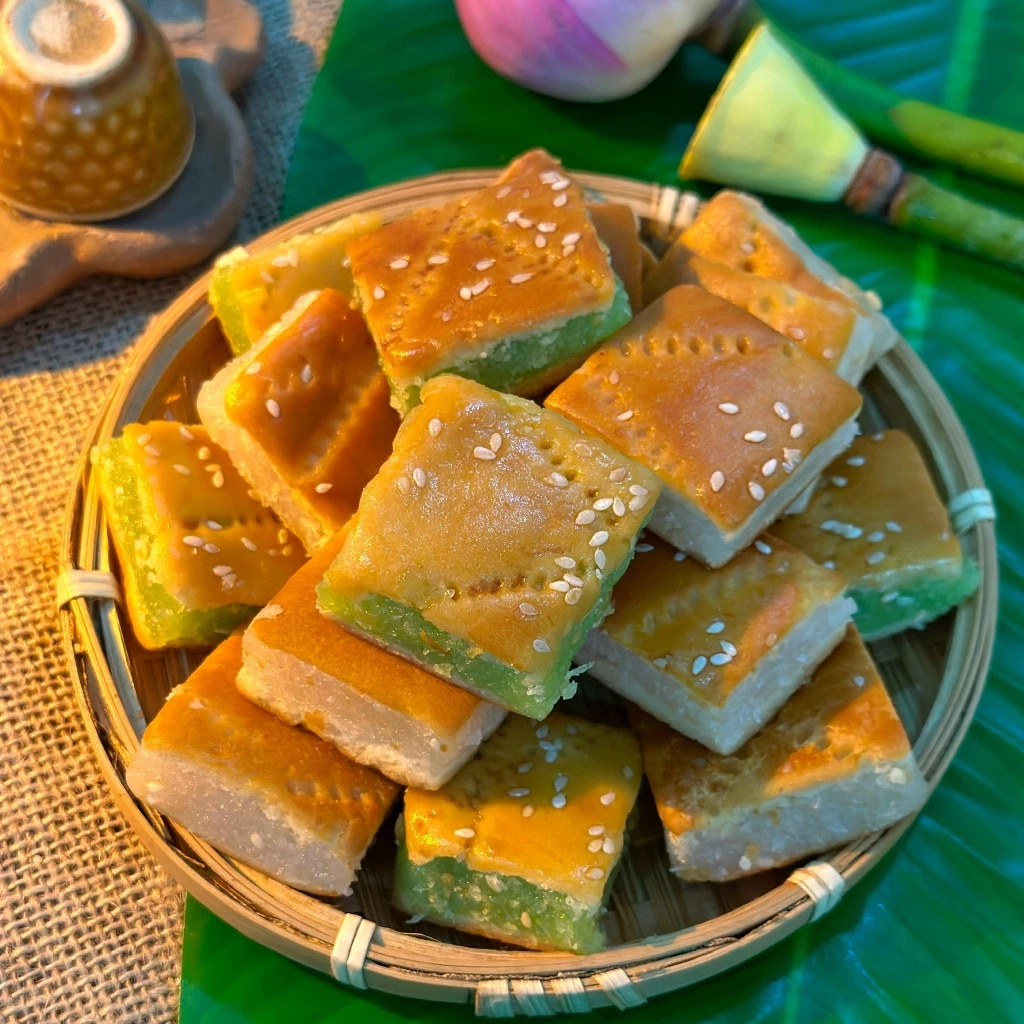 Bánh Dừa Nướng Mè Mix 3 Vị Sầu Riêng, Nguyên Bản, Vị Dứa Mềm Dẻo 500g | Ngọc Thuận