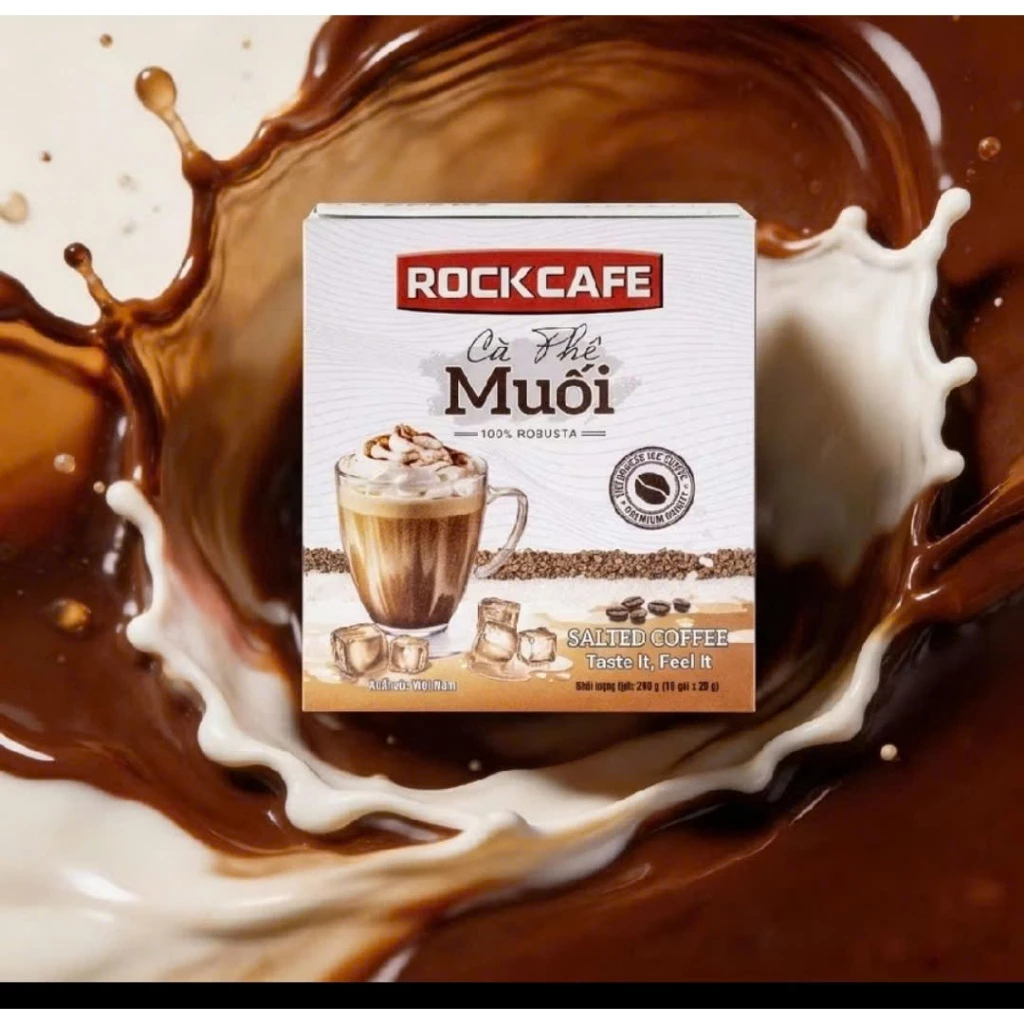 Combo 3 - 5 hộp Cà Phê Muối RockCafe Hoà Tan Cao Cấp (Hộp 10 Gói x 20g)