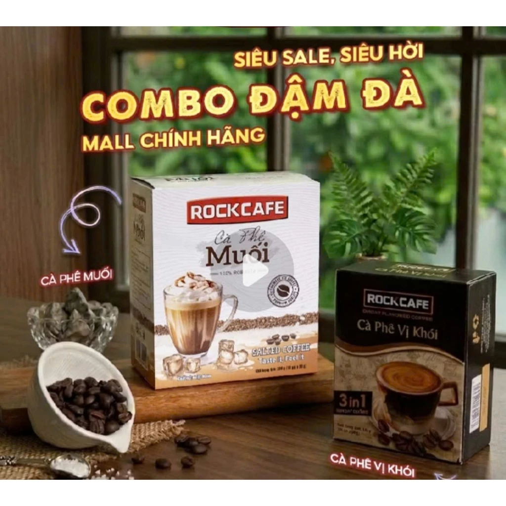 Thùng 10 hộp - 24 hộp Cà Phê Muối RockCafe Hoà Tan Cao Cấp (Hộp 10 Gói x 20g)