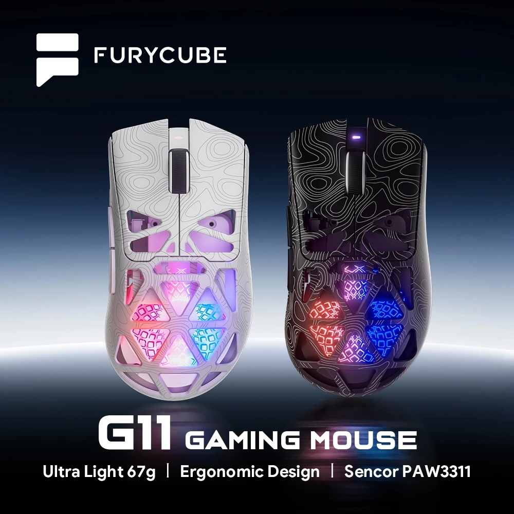 Chuột Gaming không dây văn phòng FURYCUBE G11 2.4G USB Bluetooth nhẹ và bền DPI 22000