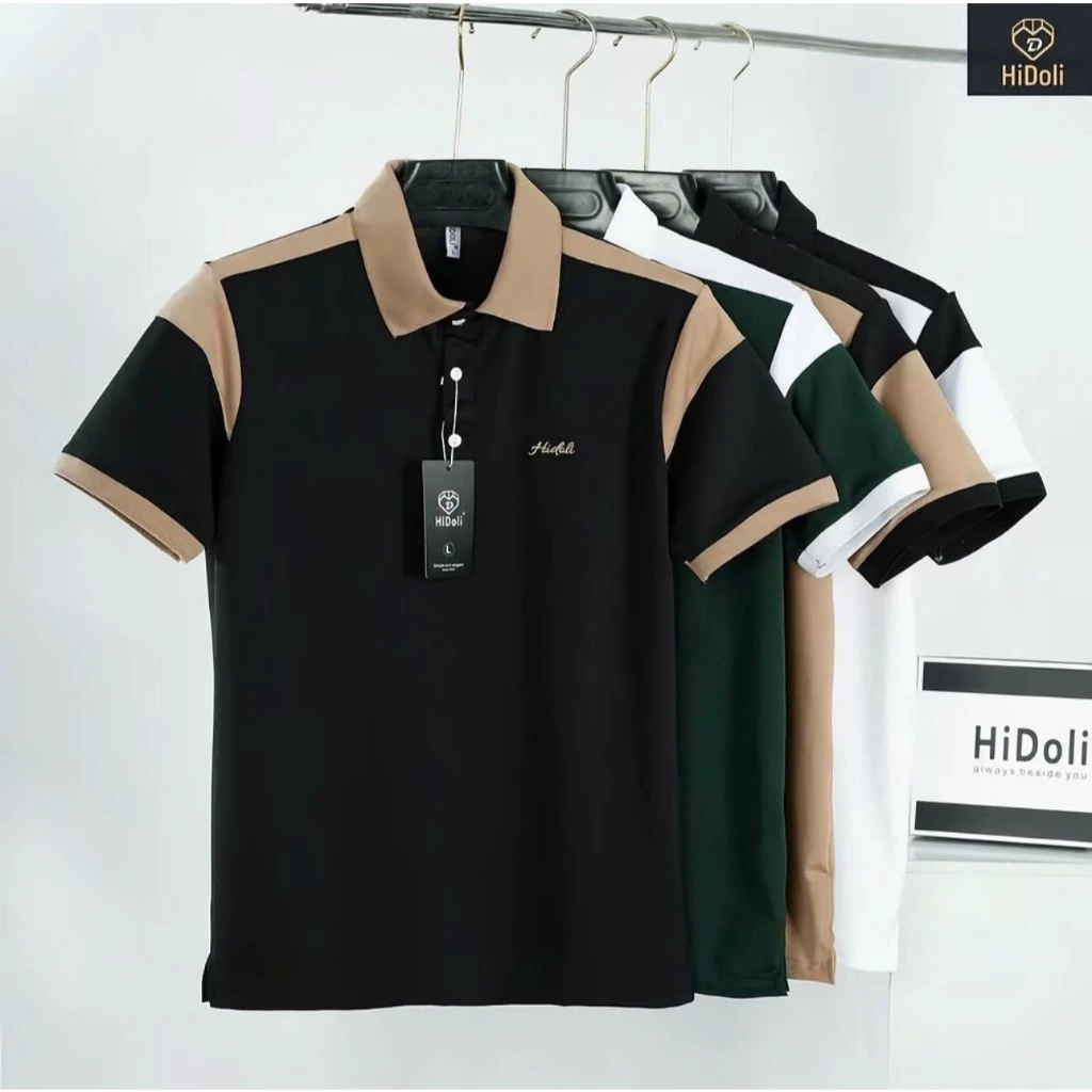 áo polo nam nữ chất poly cá sấu PHỐI VAI THÊU CHỮ NGHIÊNG sang trọng , thoáng mát , form fit tôn dáng đi làm đi chơi