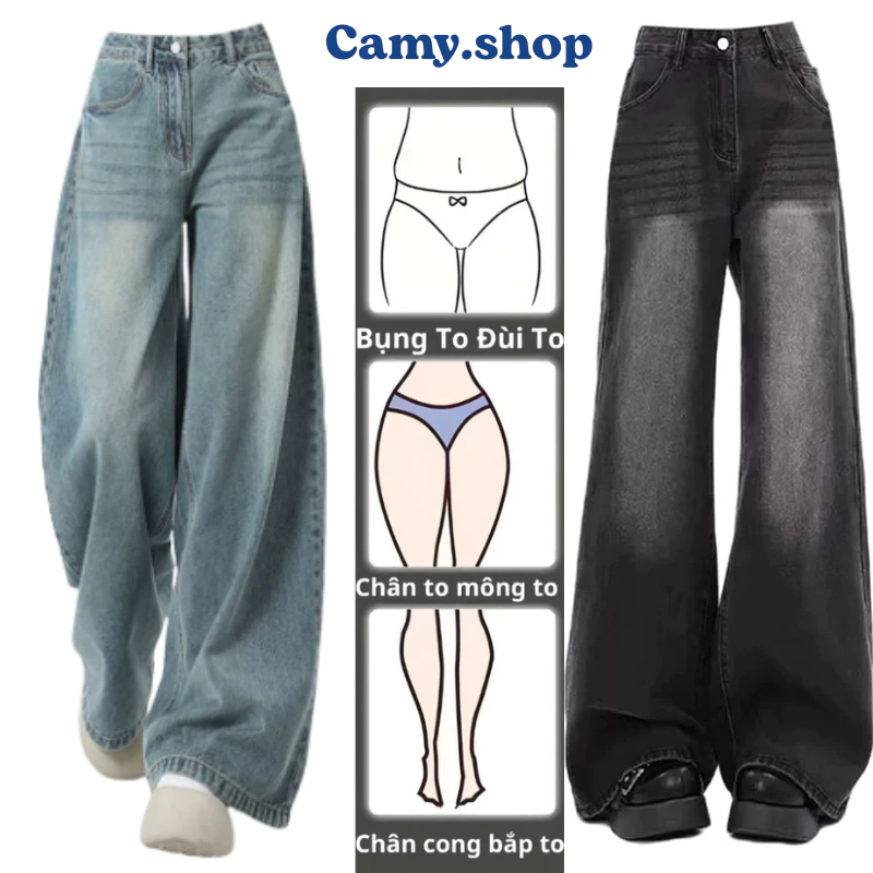 Quần Jean Nữ Ống Suông Rộng Wash RETRO Chất Vải Dày Dặn Màu Đen Trầm GRIND SMOKE V.1 Ulzzang Hàn Quốc 2025