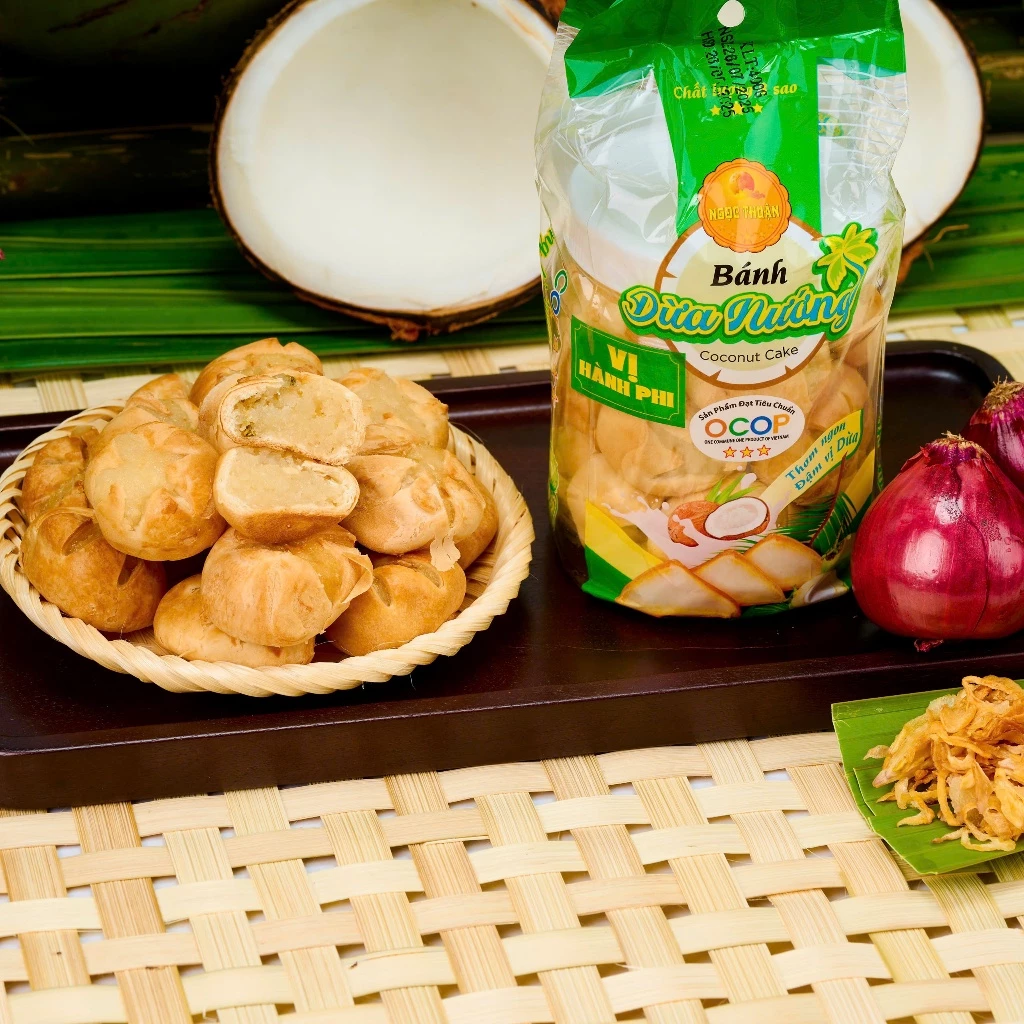 Bánh Dừa Nướng Vị Hành Phi Thơm Lừng, Hương Vị Mặn Ngọt | Ít Ngọt | Hộp 400g