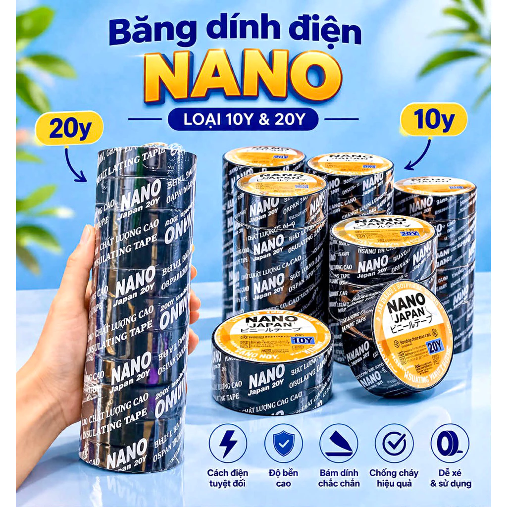 SỈ 10 CUỘN DÍNH ĐIỆN NANO 10Y-20Y-30Y.HÀNG CÔNG TY CHÍNH HÃNG