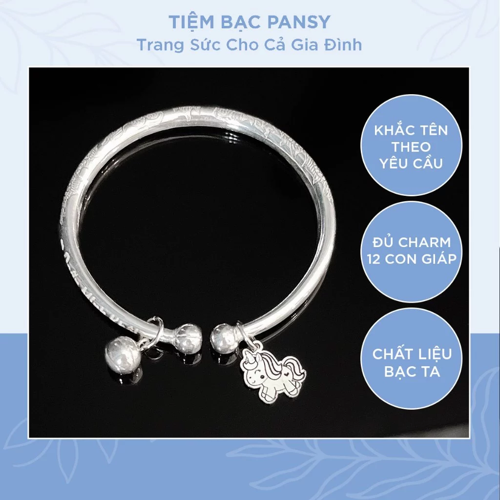 Vòng tay cho bé chạm rồng, kiềng bạc cho bé khắc tên từ sơ sinh đến 3 tuổi