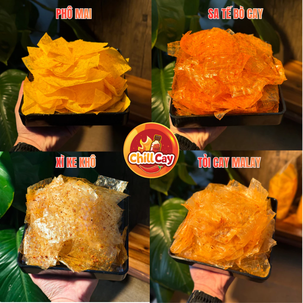 Bánh Tráng Xì Ke Cay CHILLCAY Bánh Tráng Xì Ke Siêu Cay Khô Muối Sặc Muối Tỏi - Đặc Sản Tây Ninh - Đồ Ăn Vặt Snack