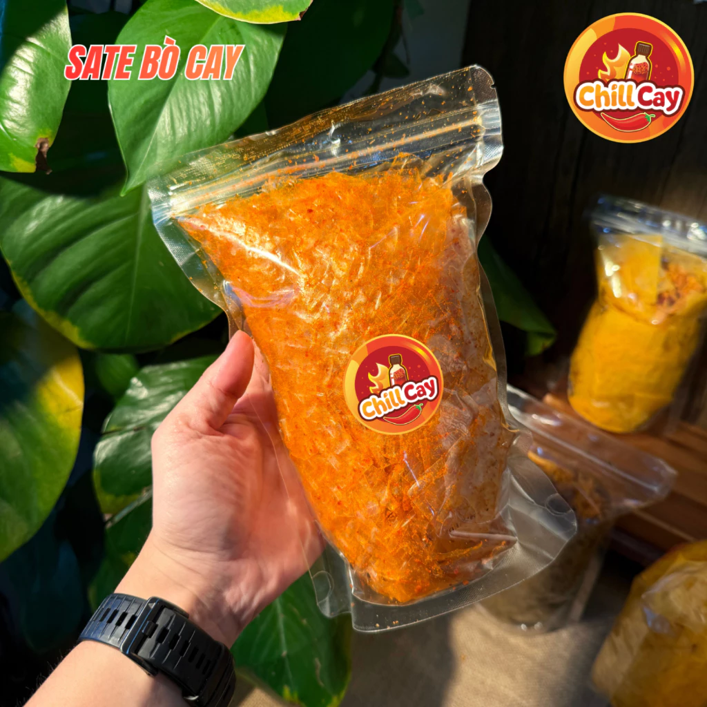Bánh Tráng Sate Bò Cay CHILLCAY Bánh Tráng Trộn Sốt Sa Tế Bò Cay Túi 200g và 500g - Đồ Ăn Vặt Snack Ăn Là Ghiền
