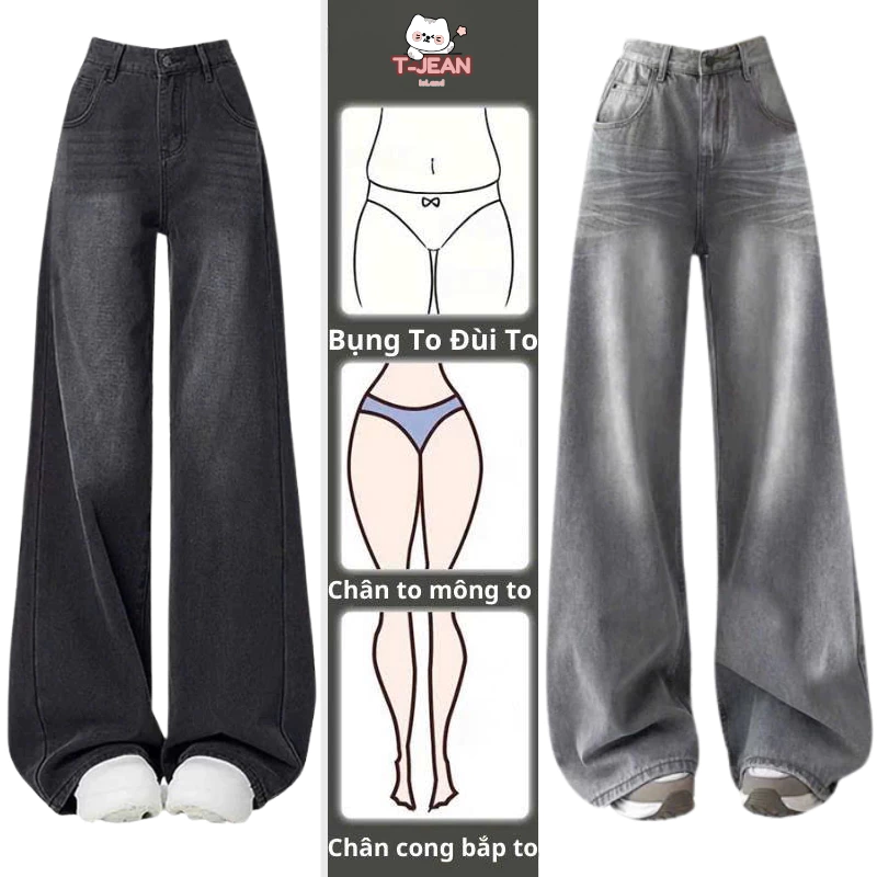 Quần Jean Nữ Wash RETRO Ống Rộng Dáng Suông Chất Vải Dày Dặn Màu Đen Trầm GRIND SMOKE V.1 Ulzzang Hàn Quốc 2023