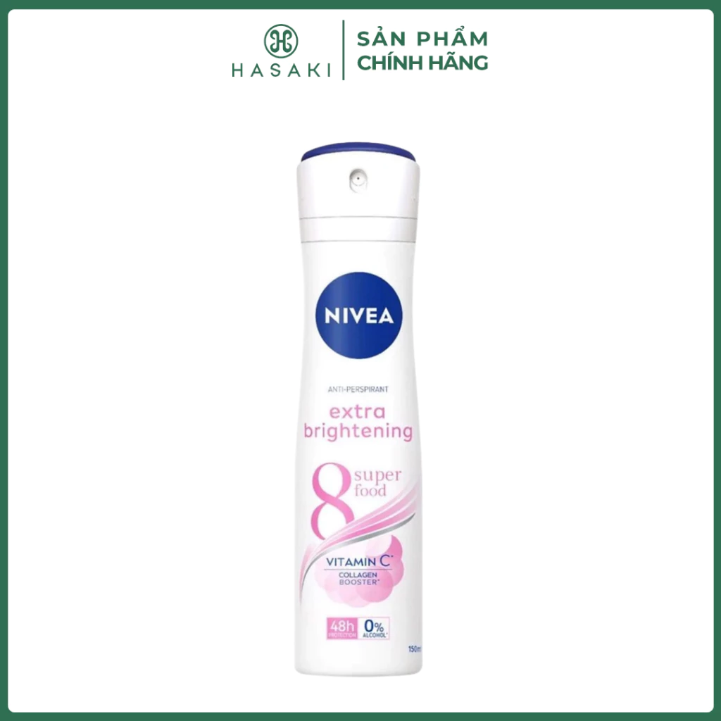 Xịt Khử Mùi Nivea Mờ Vết Thâm Extra Whitening Antiperspirant 150ml Hasaki Sản Phẩm Chính Hãng