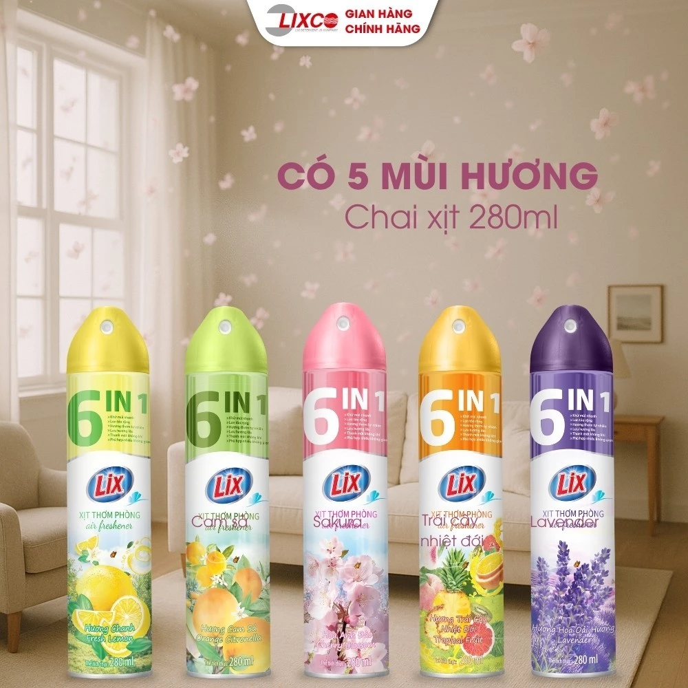 [GIFT] Xịt thơm phòng Lix 280ml hương thiên nhiên, thơm mát tự nhiên lưu hương dài lâu