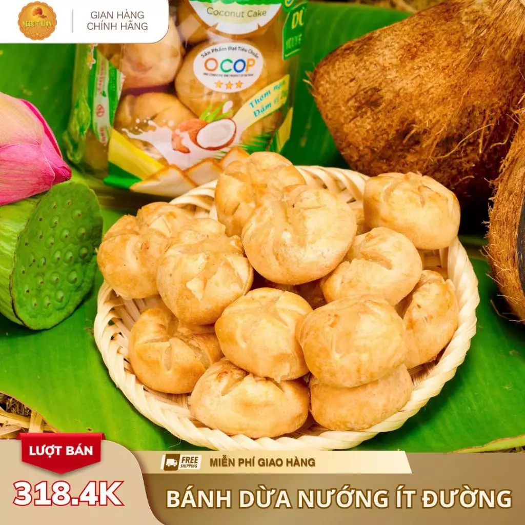 Bánh Dừa Nướng Ít Đường Mềm Dẻo Thơm Lừng, Vị Truyền Thống | Ít Đường | Hộp 400g