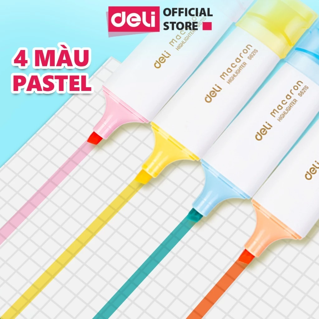 Bút highlight DELI đánh dấu nhớ dòng pastel mực đều nhanh khô cho văn phòng học sinh