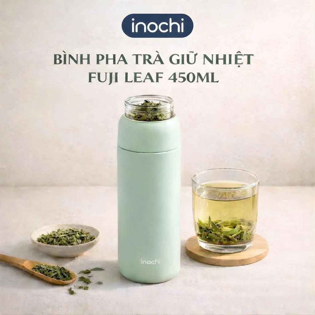 Bình pha trà giữ nhiệt Fuji Leaf Inoch – Inox cao cấp, lọc trà thông minh, chống rò rỉ, tiện lợi