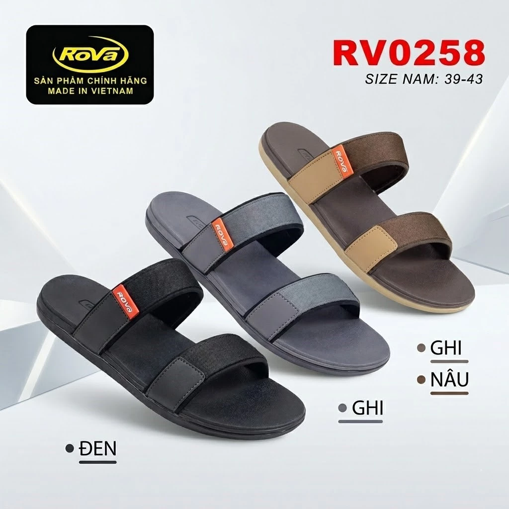 Dép nam chính hãng Rova ,Quai Dù Bền,Mặt tẩy eva không thấm nước Đế Cao Su Chống Trượt Thời Trang.