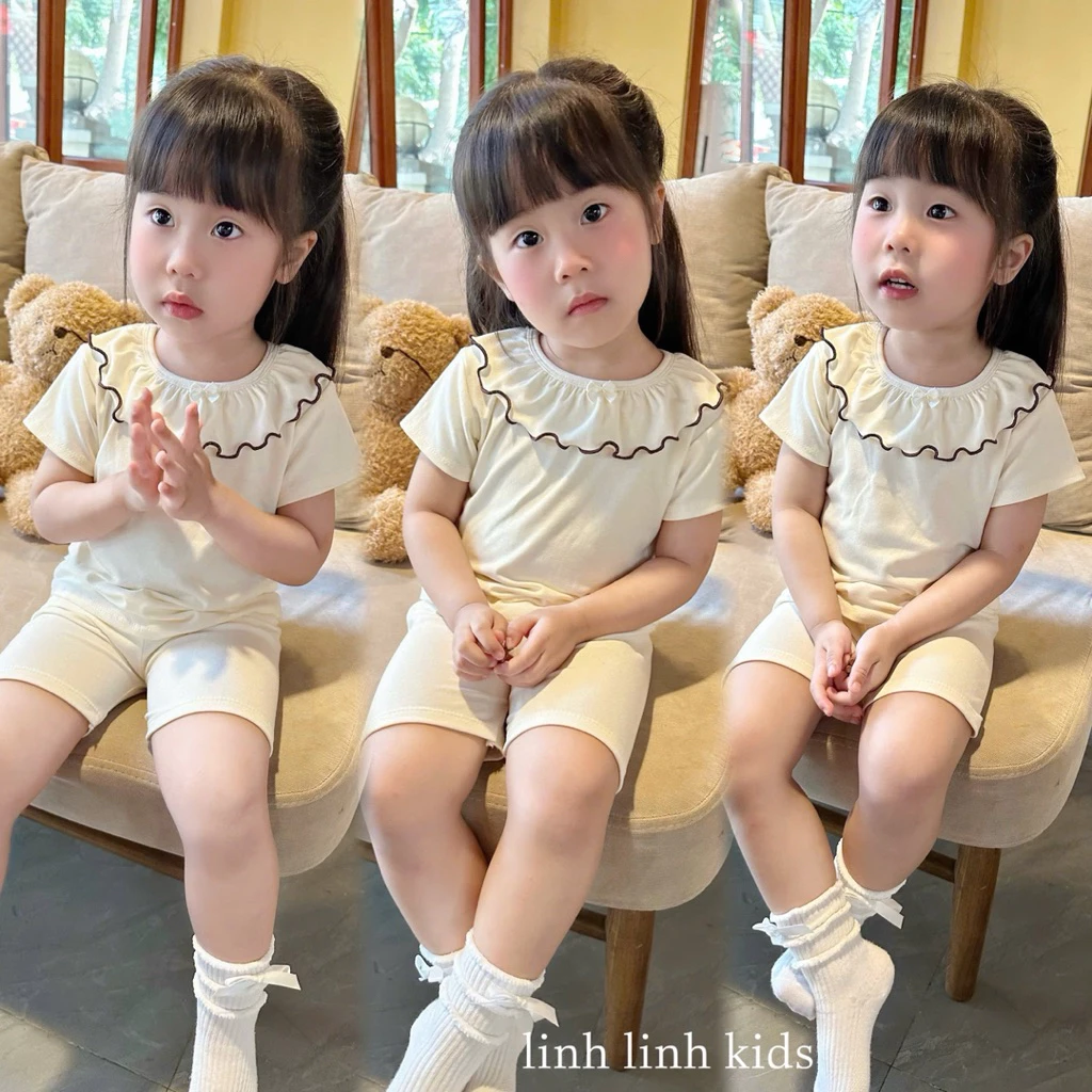(VẢI ĐẸP) Bộ Cotton Zip Hàn Loại Đẹp Cho Bé Gái 6-16kg Mềm Mịn