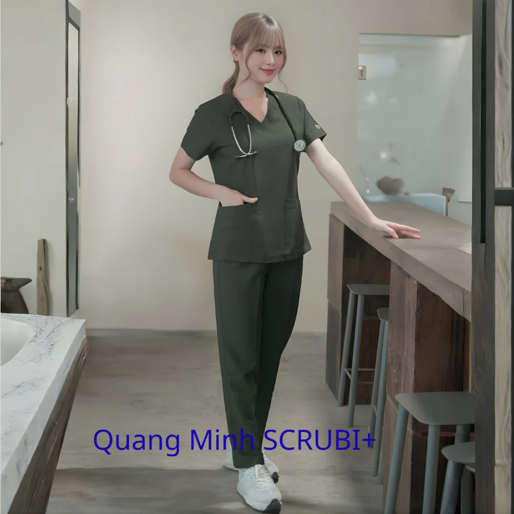 Đồng phục Spa nhiều màu Vải Lon Co giãn, Bộ quần áo y tế, Áo blouse dược sĩ, Bộ Scrubs bác sĩ