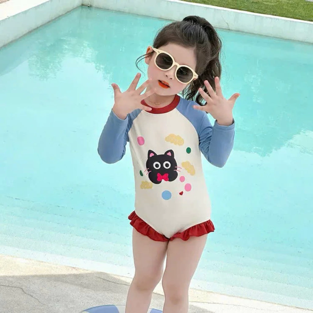 Áo Bơi Liền Thân Cho Bé Gái T02 , Bộ Đồ Cho Bé Đi Bơi , Đi Chơi 8-28kg