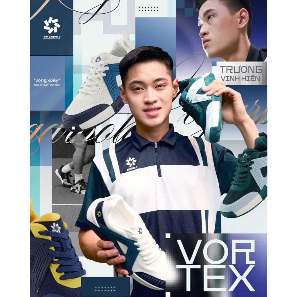 Giày pickleball nam Jogarbola Vortex, upper vải dệt thoáng khí, khung TPU ổn định, đế Phylon nhẹ