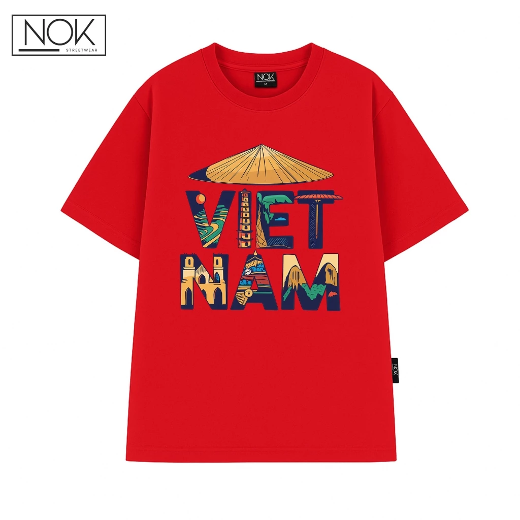 Áo thun in hình nón lá Việt Nam form rộng nam nữ unisex, chất liệu cotton thoáng mát NOK-NS061