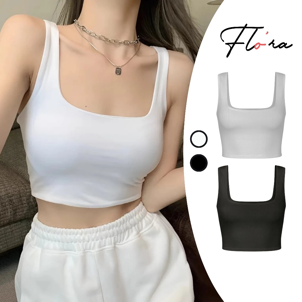 Áo Croptop SÁT NÁCH CỔ VUÔNG Chất Thun Borip Kiểu Trơn Sexy CR33, Áo Thun Nữ Ôm Body Đẹp Tôn Dáng Flo'ra