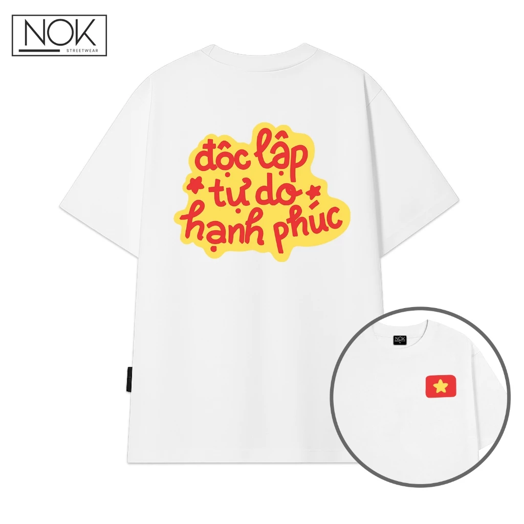 Áo thun Việt nam in chữ Độc lập tự do hạnh phúc, chất liệu cotton thoáng mát NOK-NS070