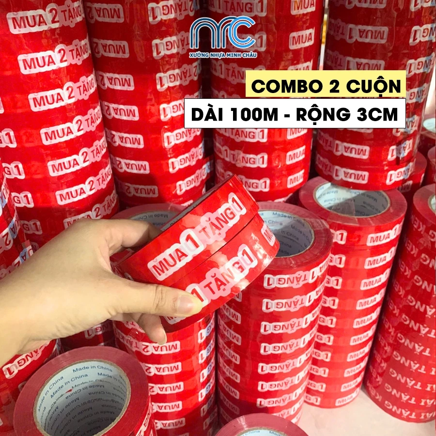 (2 Cuộn) Băng Keo Mua 1 Tặng 1, Băng Dính In Chữ Mua 2 Tặng 1, Băng Dính Khuyến Mại Tặng Kèm - Kích Thước 3cm*100m