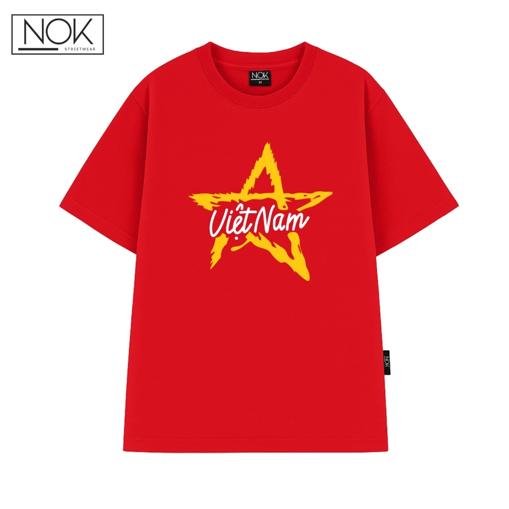 Áo thun cờ đỏ sao vàng in chữ Việt Nam form rộng unisex local brand nam nữ chất vải cao cấp NOK-N050