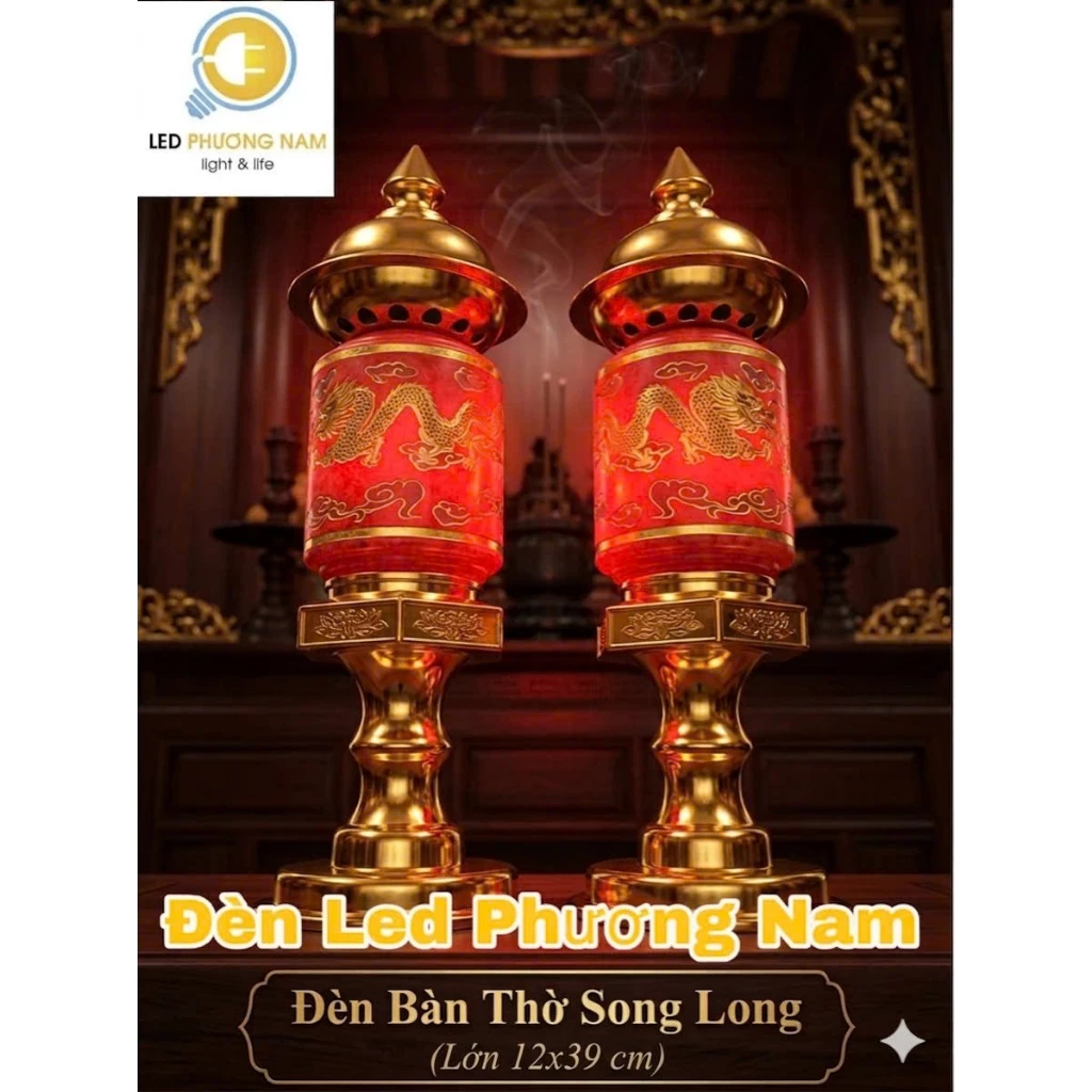 [ Bộ 2 cái ] Đèn Bàn Thờ Gia Tiên – Ánh Sáng Đỏ Ấm, Tiết Kiệm Điện