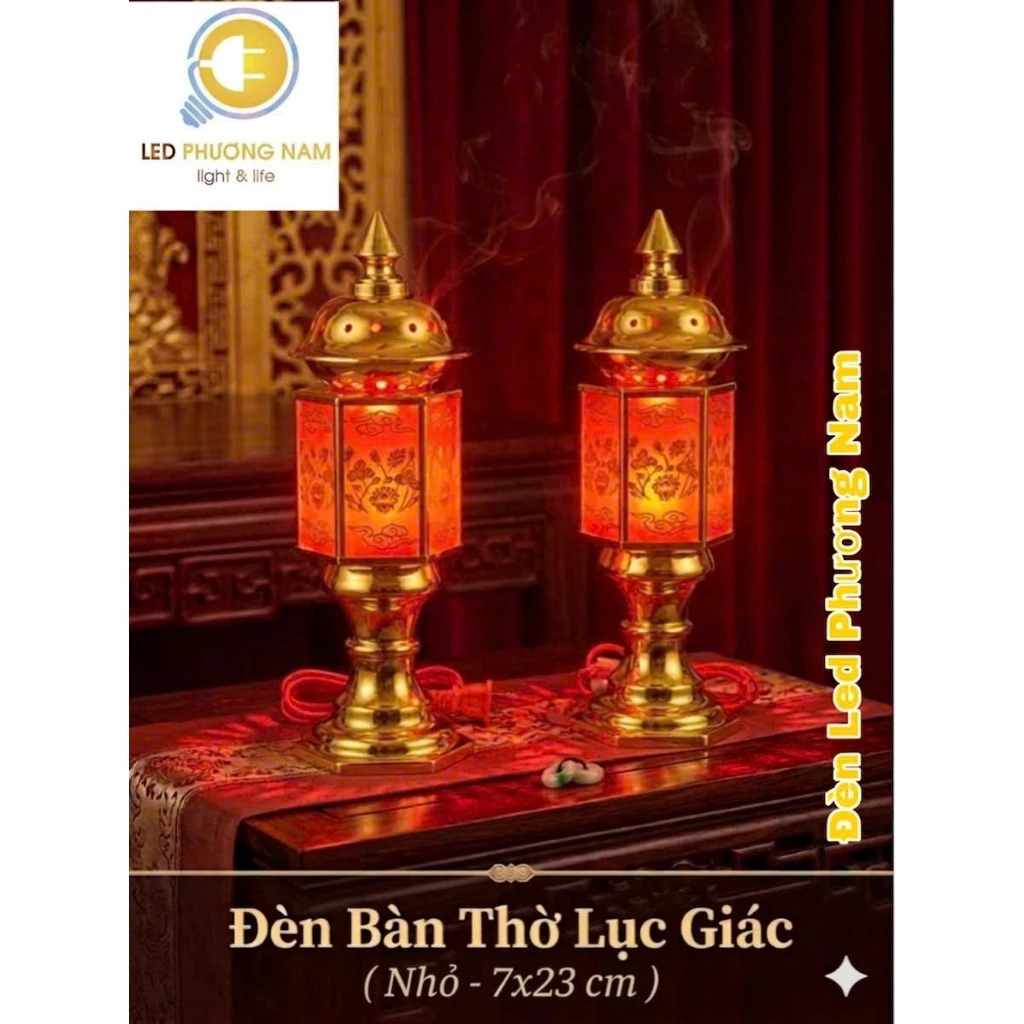 [ Bộ 2 cái] Đèn Thờ Lục Giác ( Tiểu - Trung - Đại) (Phú Quý)