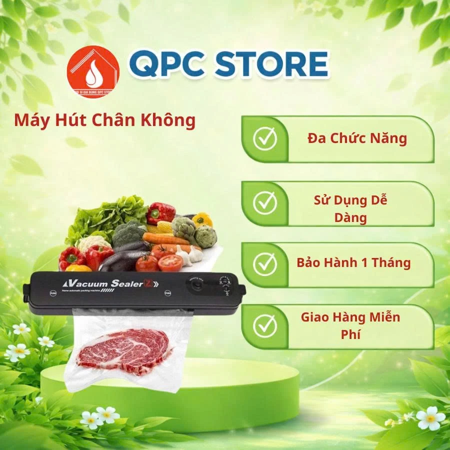 Máy Hút Chân Không Thực Phẩm Kèm Hàn Miệng Túi, Tặng Kèm 10 Túi Hút, Bảo Hành 2 Năm, Dụng Cụ Nhà Bếp