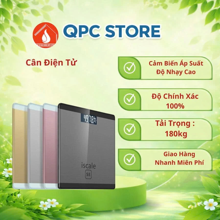 Cân sức khỏe điện tử chính hãng iScale SE 150kg màn hình LCD rõ nét kính cường lực cao cấp thiết kế gọn nhẹ